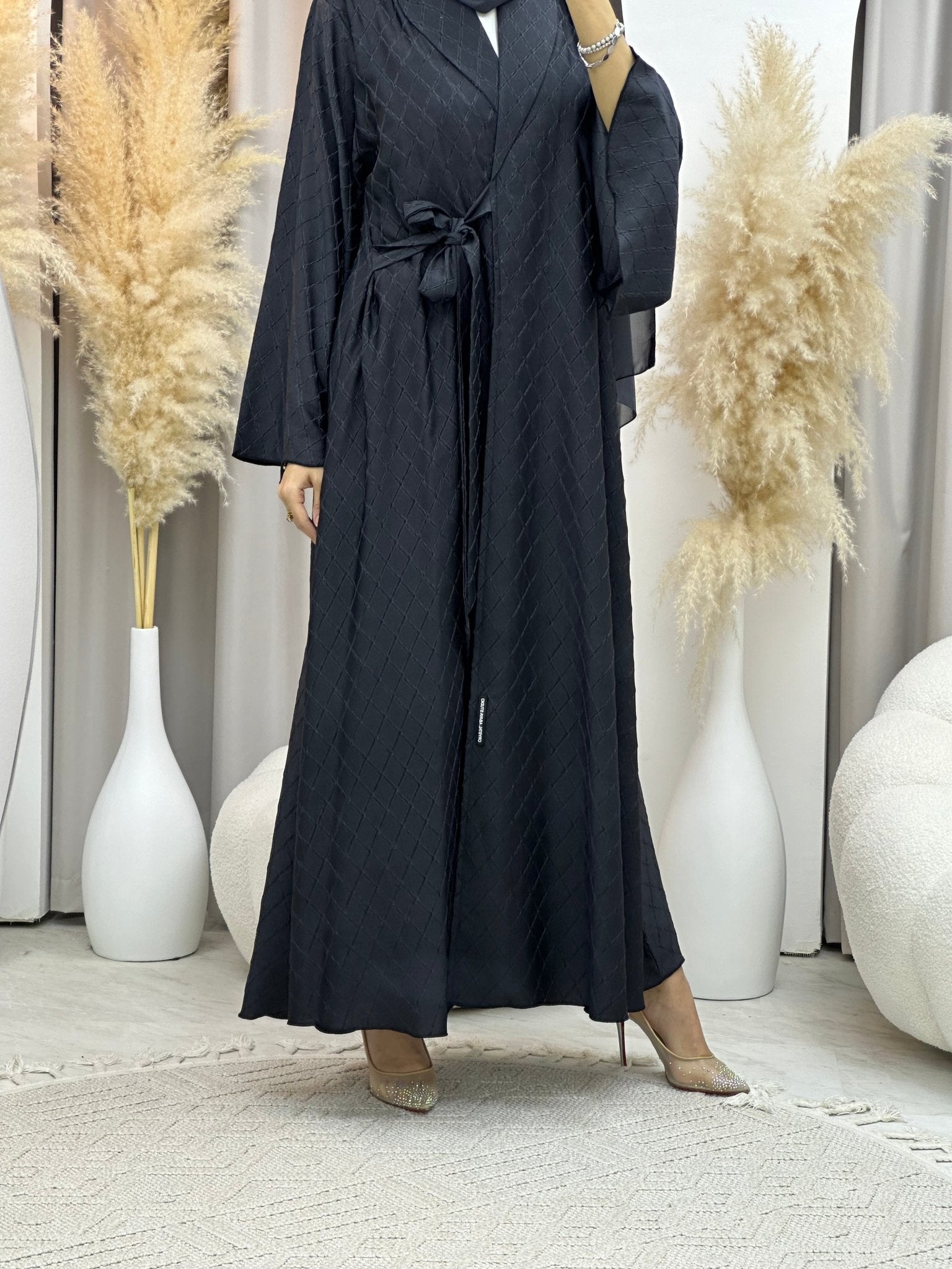 C 0005 - 05 Grey Overlap Silk Abaya