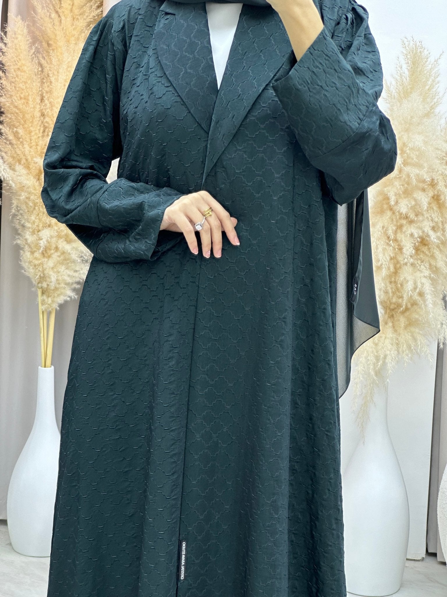 C 0006 - 02 Green Coat Silk Eid Abaya