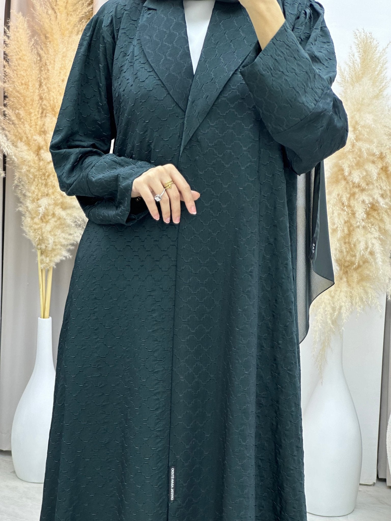 C 0006 - 02 Green Coat Silk Eid Abaya