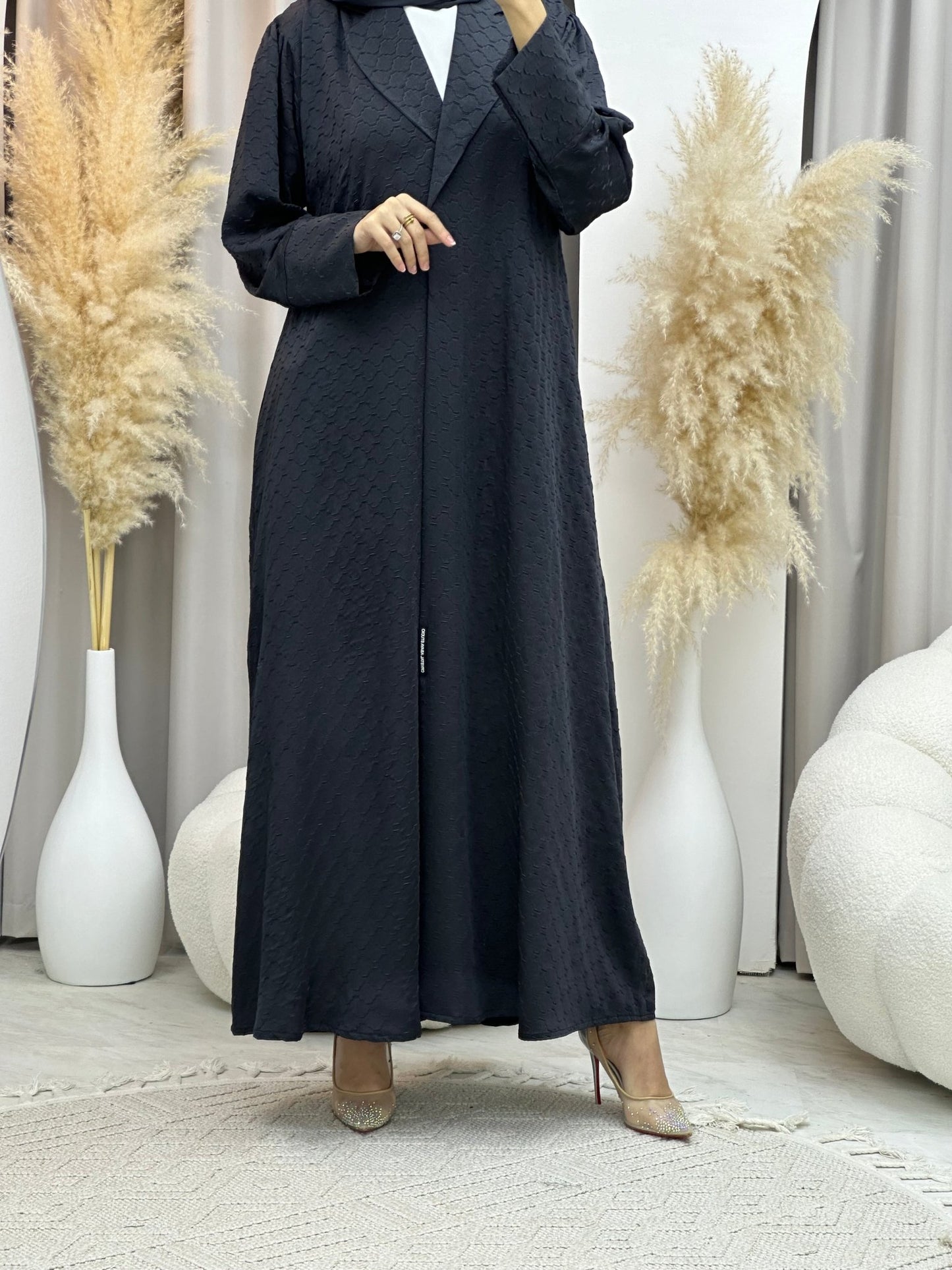 C 0006 - 03 Grey Coat Silk Eid Abaya