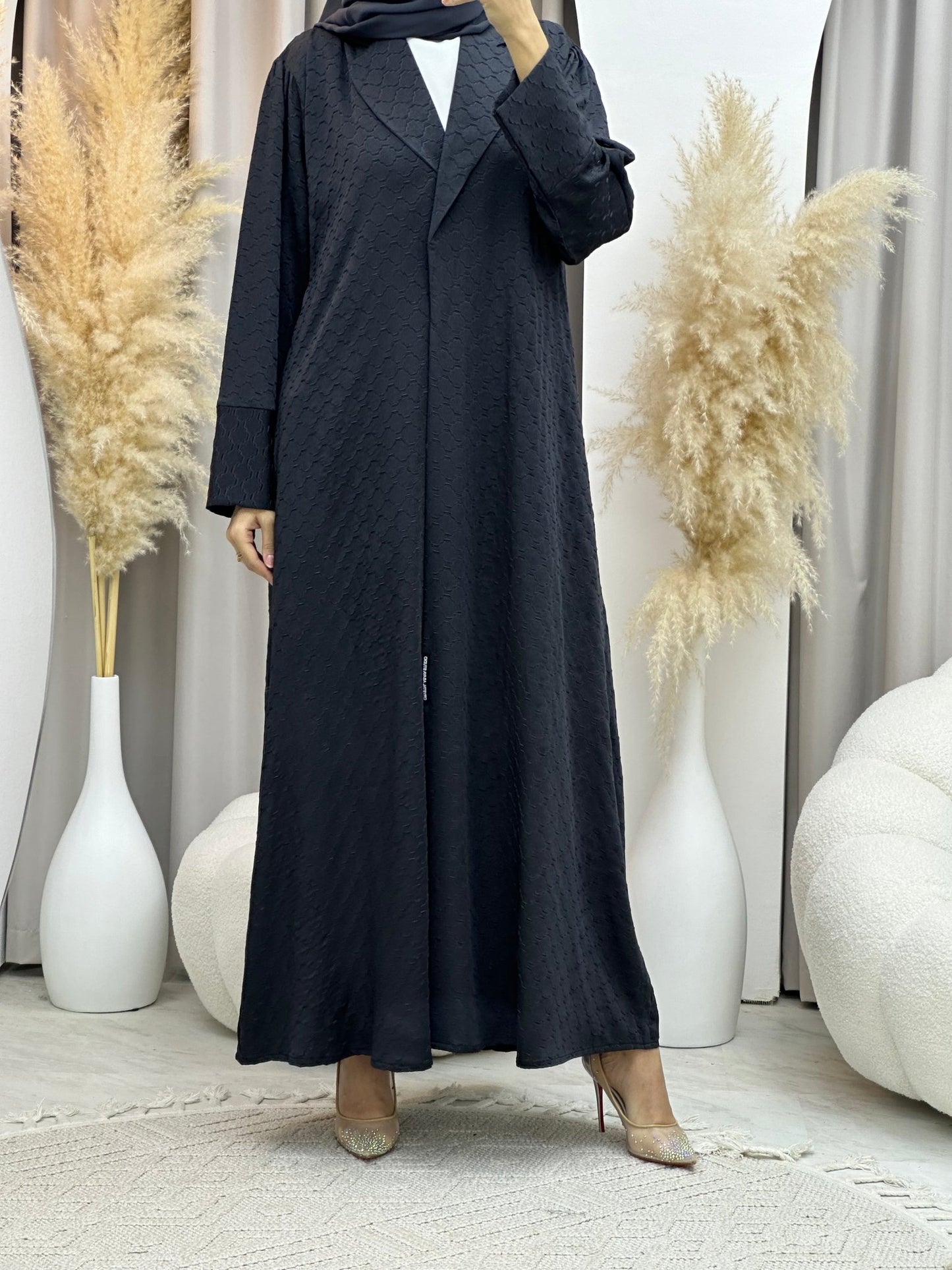 C 0006 - 03 Grey Coat Silk Eid Abaya