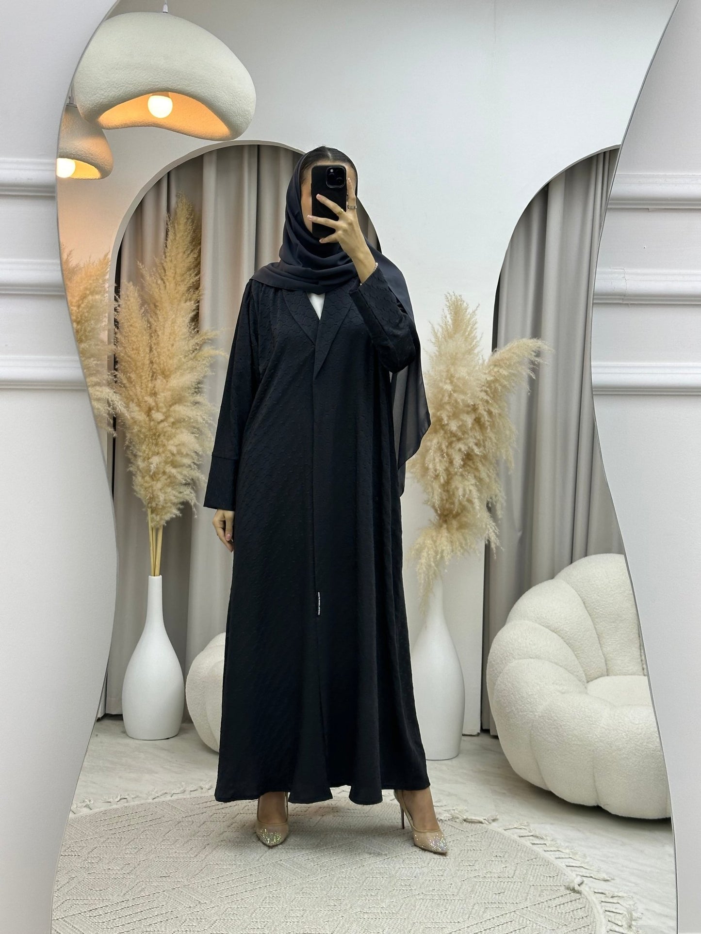 C 0006 - 03 Grey Coat Silk Eid Abaya