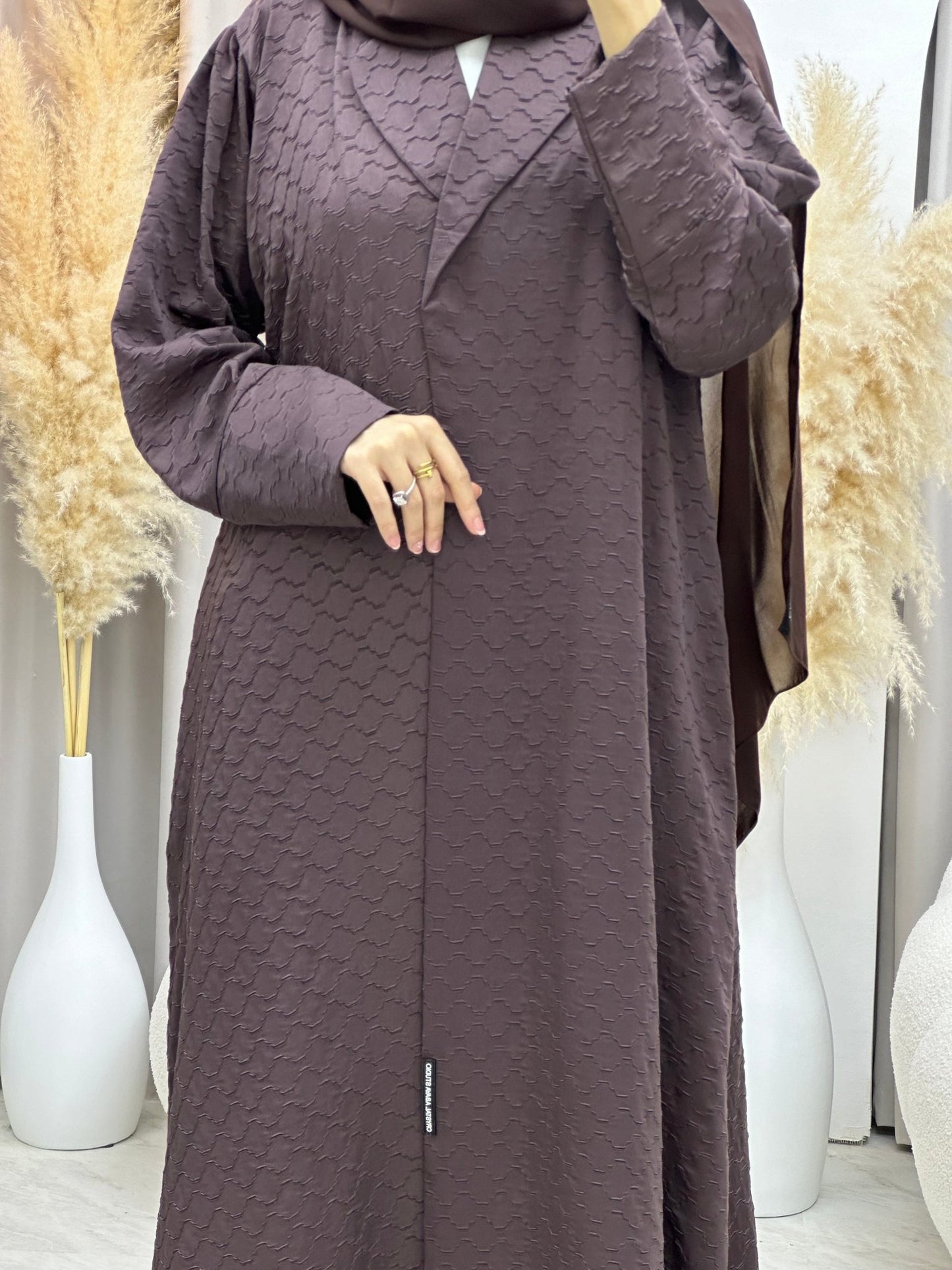 C 0006 - 05 Brown Coat Silk Eid Abaya