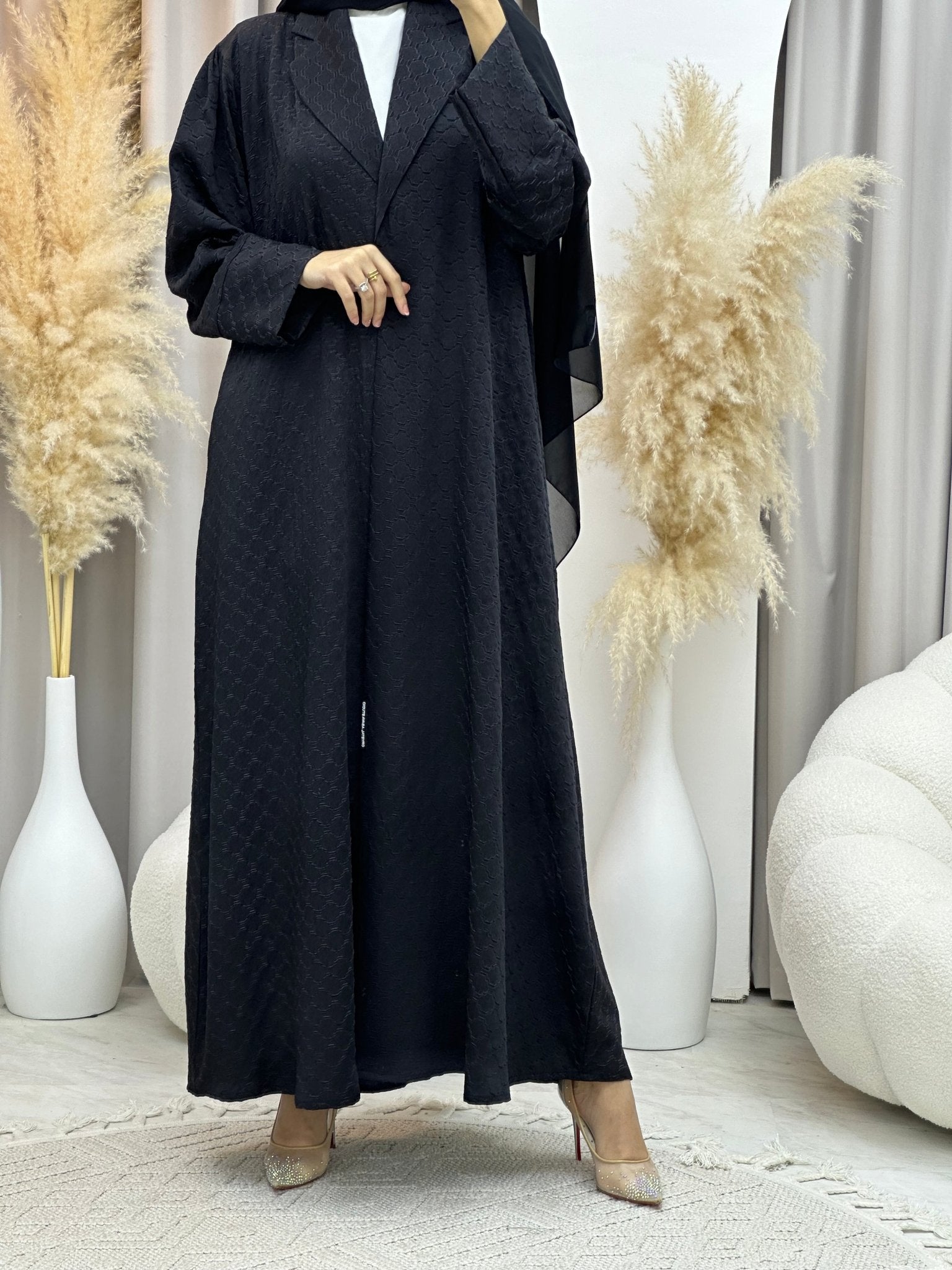 C 0006 - 06 Black Coat Silk Eid Abaya