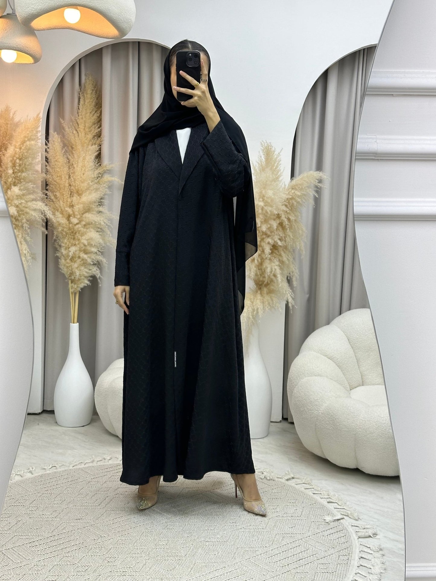 C 0006 - 06 Black Coat Silk Eid Abaya