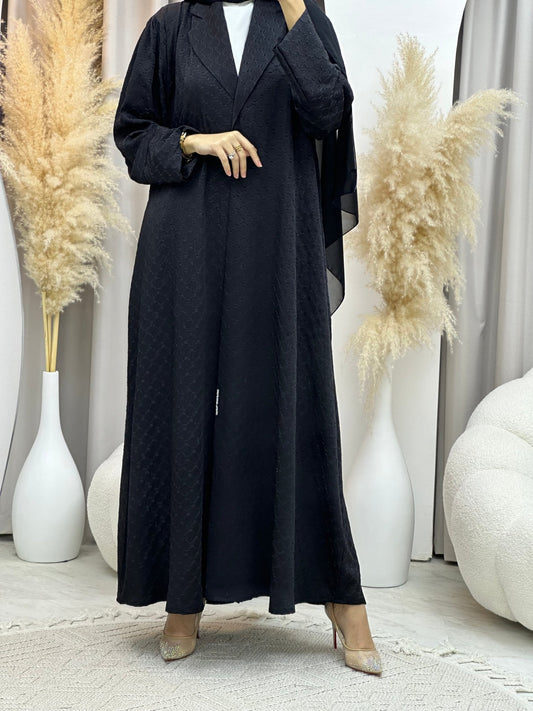 C 0006 - 06 Black Coat Silk Eid Abaya