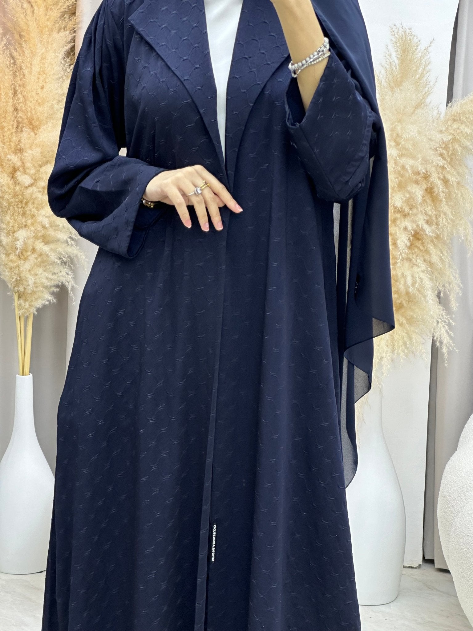 C 0007 - 03 Blue Coat Silk Eid Abaya 02