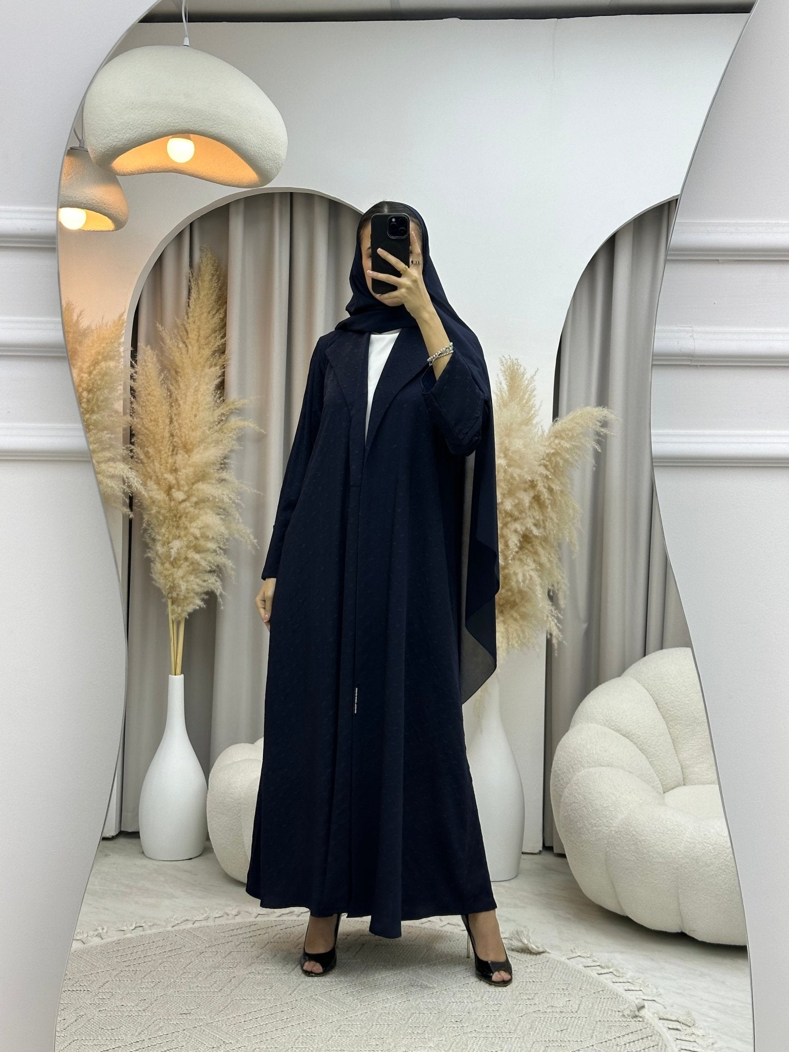 C 0007 - 03 Blue Coat Silk Eid Abaya 02