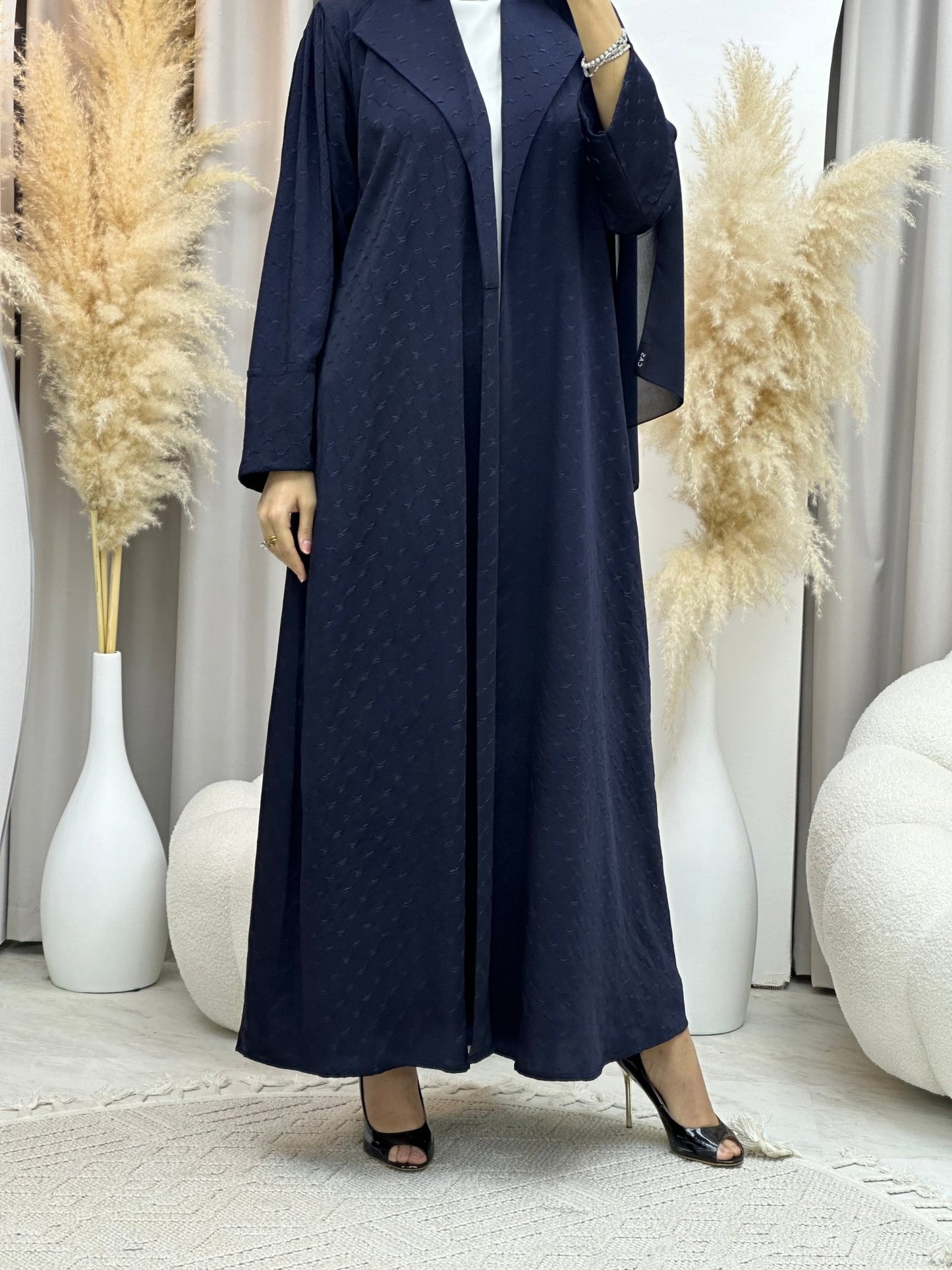 C 0007 - 03 Blue Coat Silk Eid Abaya 02