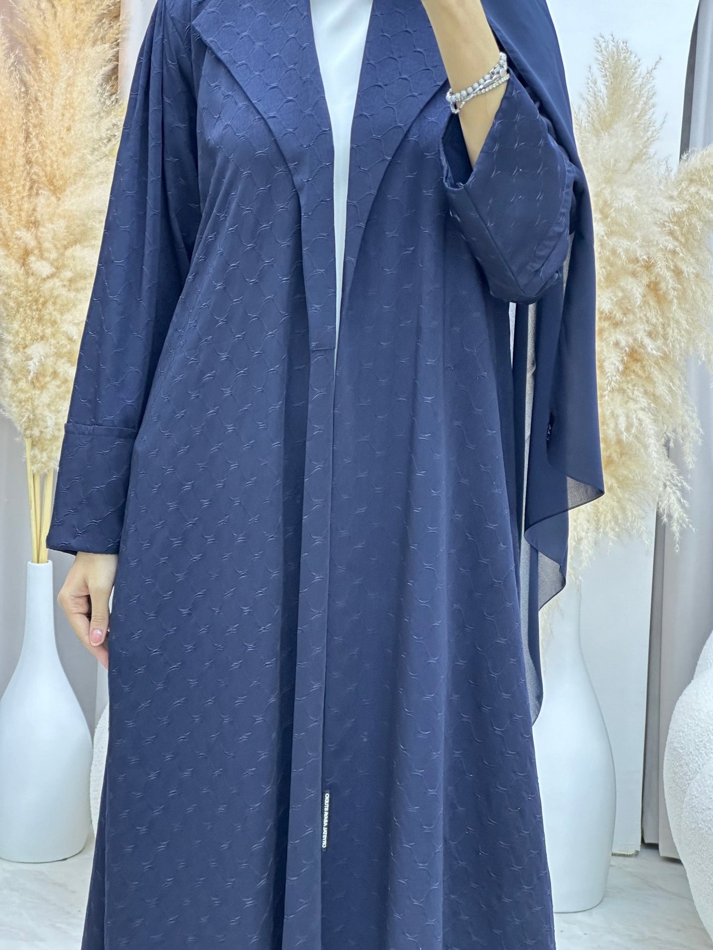 C 0007 - 03 Blue Coat Silk Eid Abaya 02