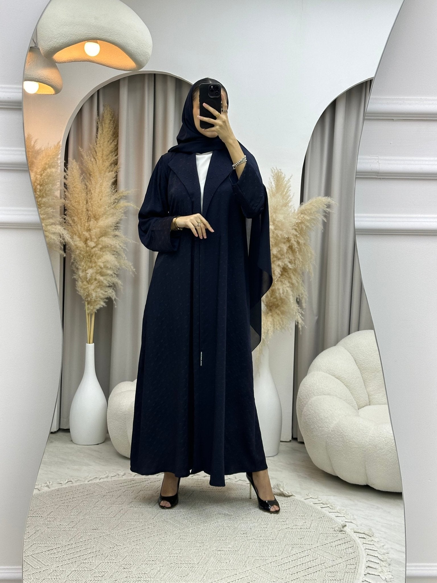 C 0007 - 03 Blue Coat Silk Eid Abaya 02