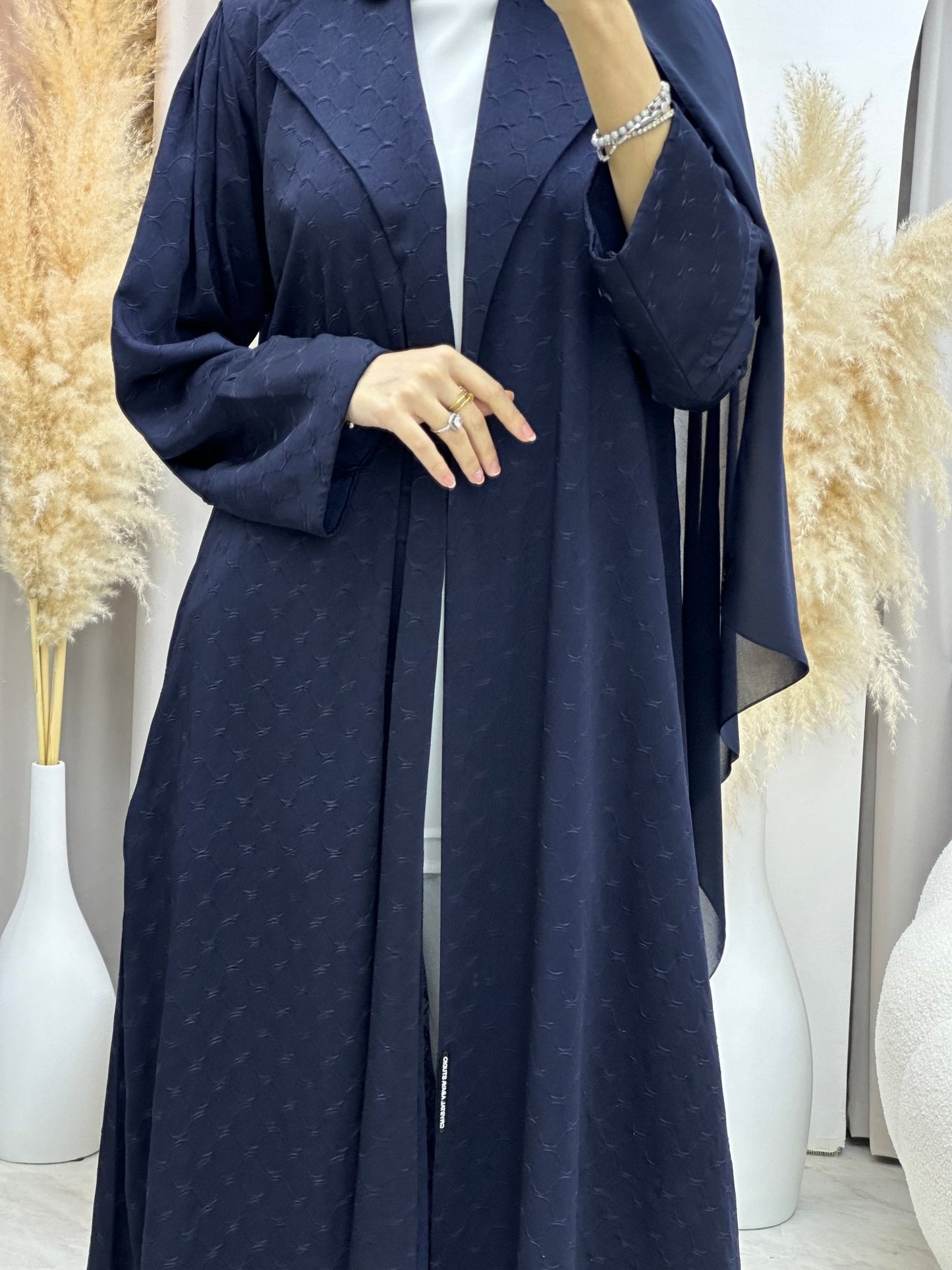 C 0007 - 03 Blue Coat Silk Eid Abaya 02