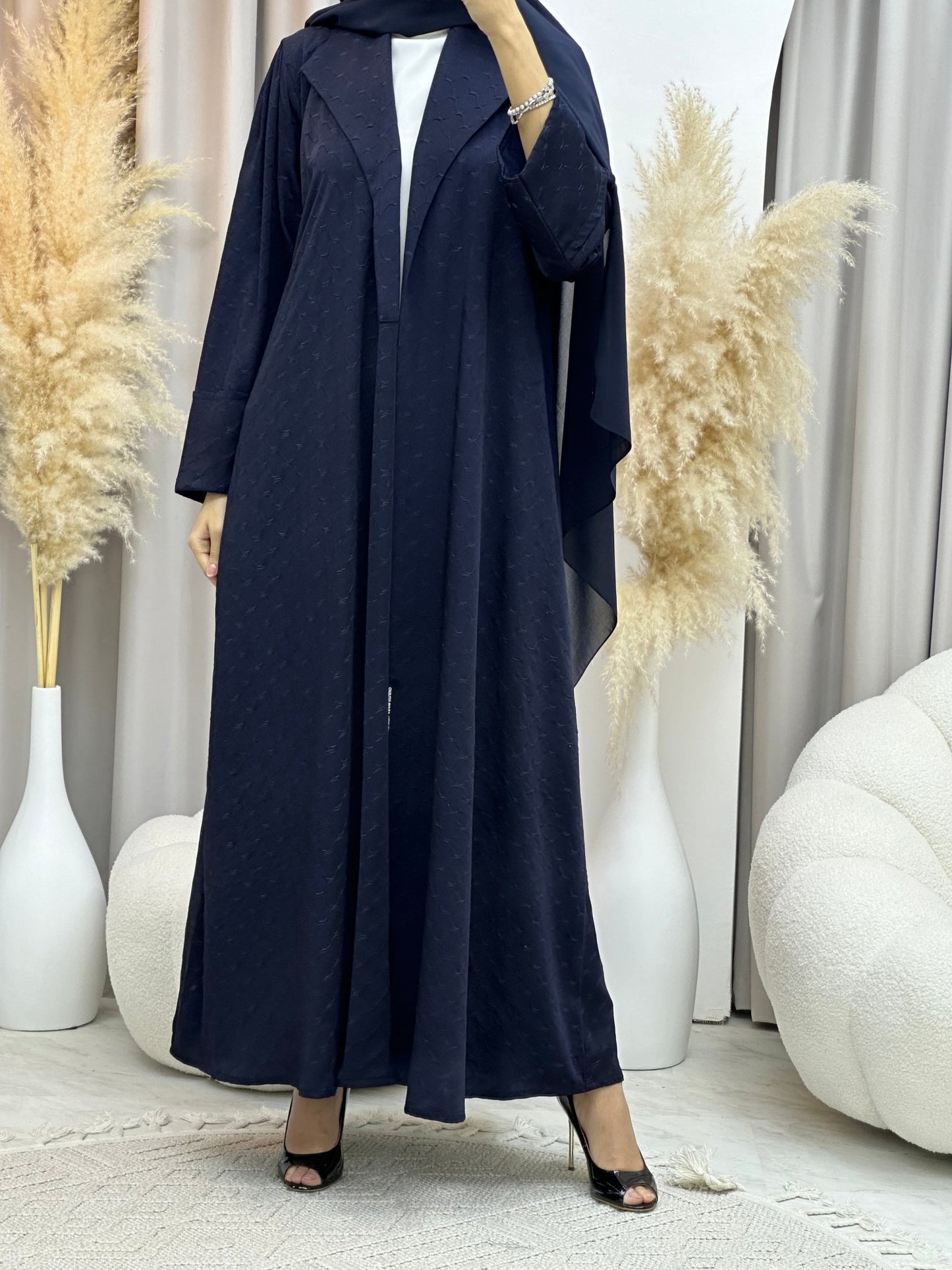 C 0007 - 03 Blue Coat Silk Eid Abaya 02