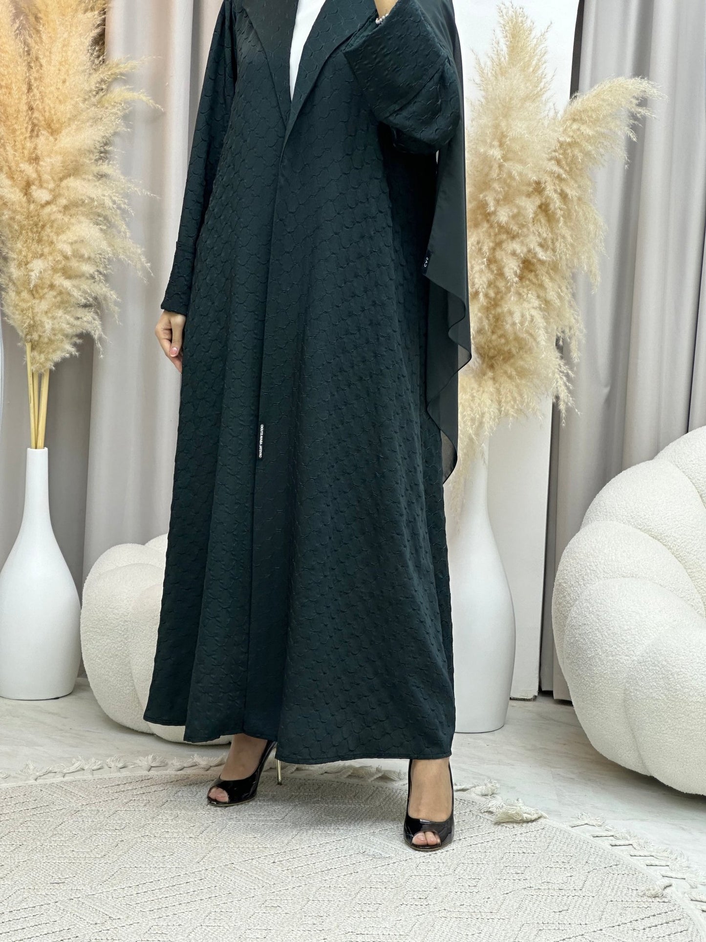 C 0007 - 05 Green Coat Silk Eid Abaya 02