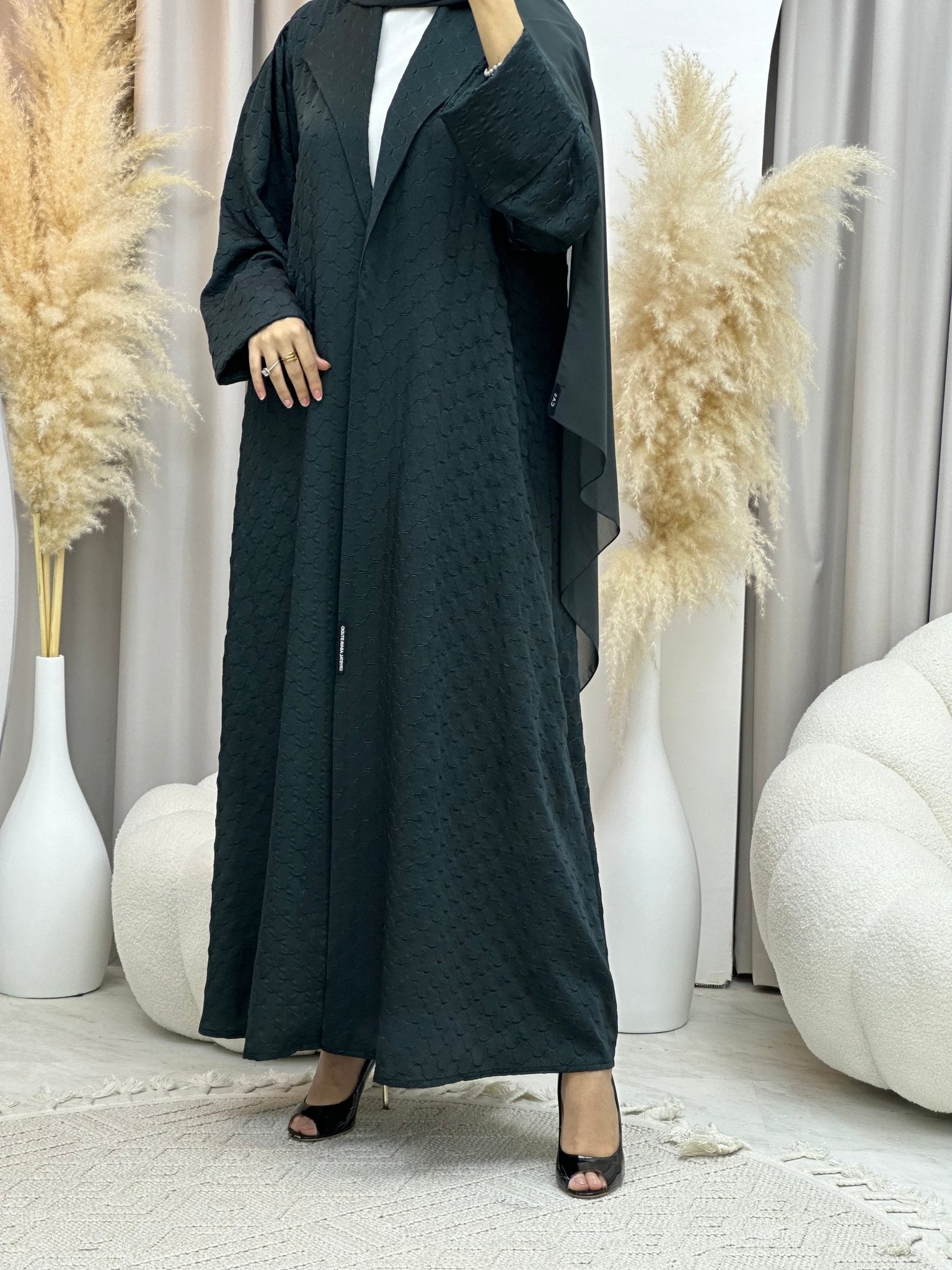 C 0007 - 05 Green Coat Silk Eid Abaya 02