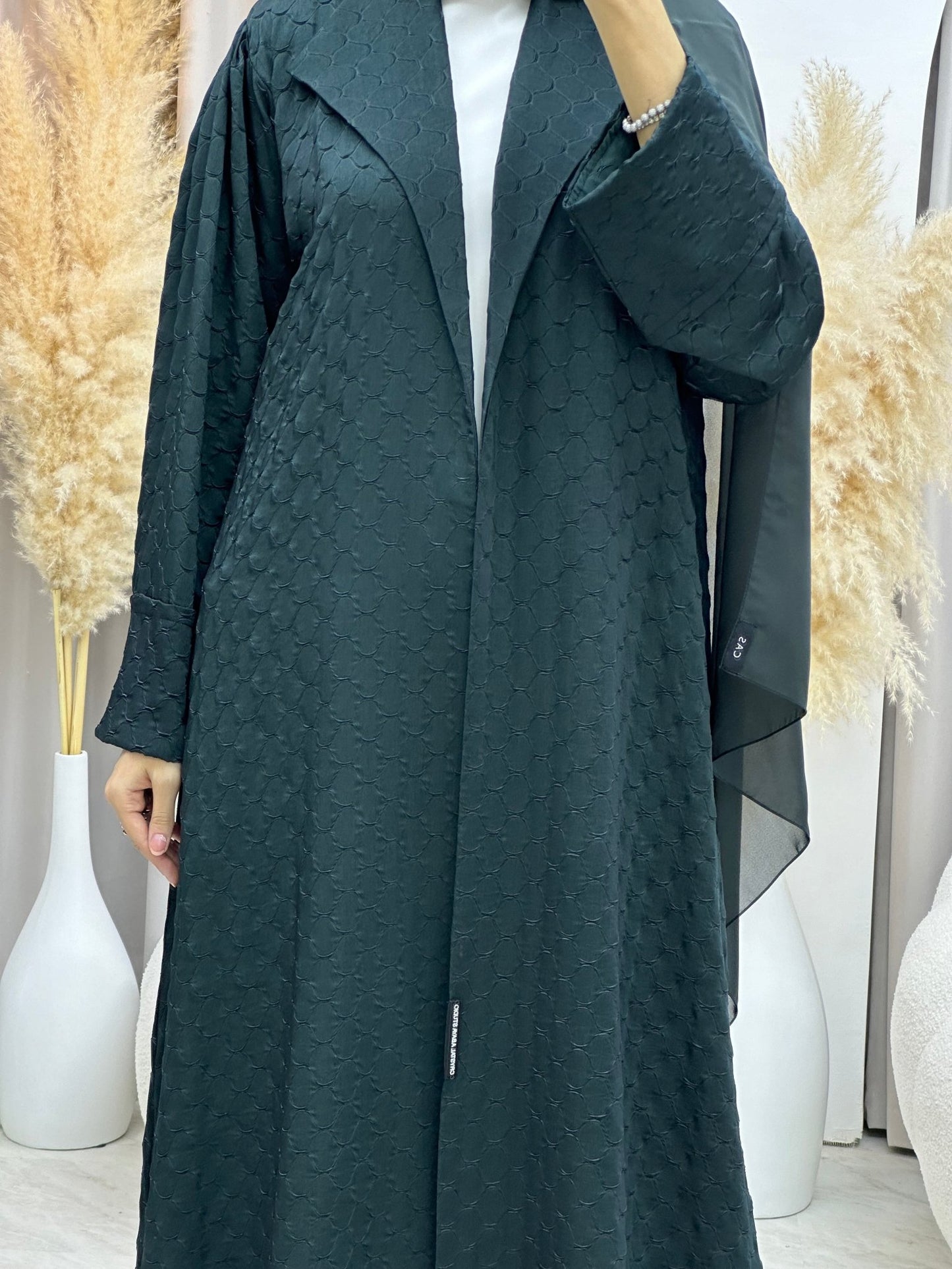 C 0007 - 05 Green Coat Silk Eid Abaya 02