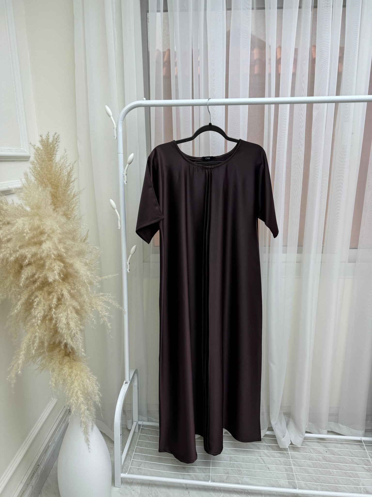 C 001 - 04 Brown Pleats Under Abaya Dress