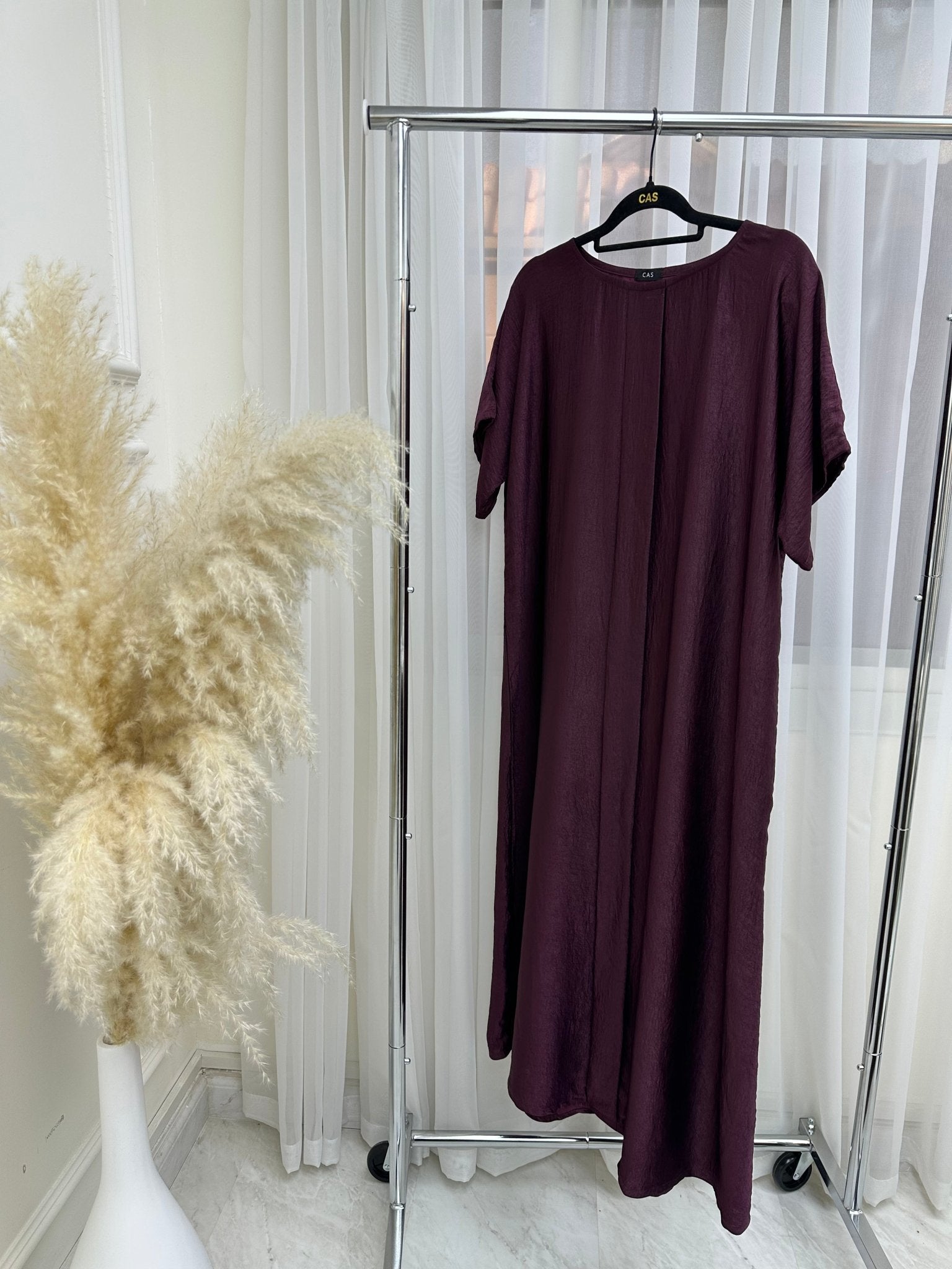 C 001 - 07 Maroon Pleats Under Abaya Dress