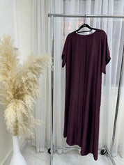 C 001 - 07 Maroon Pleats Under Abaya Dress