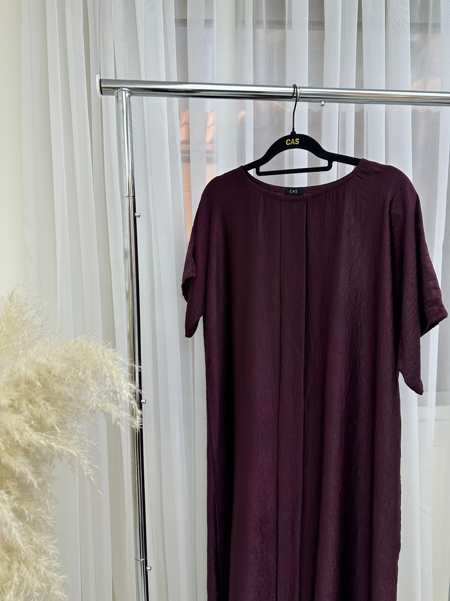 C 001 - 07 Maroon Pleats Under Abaya Dress