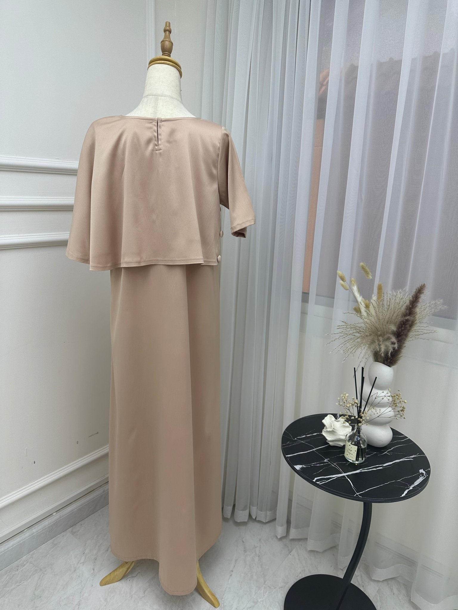 C 001 Beige Under Abaya Dress