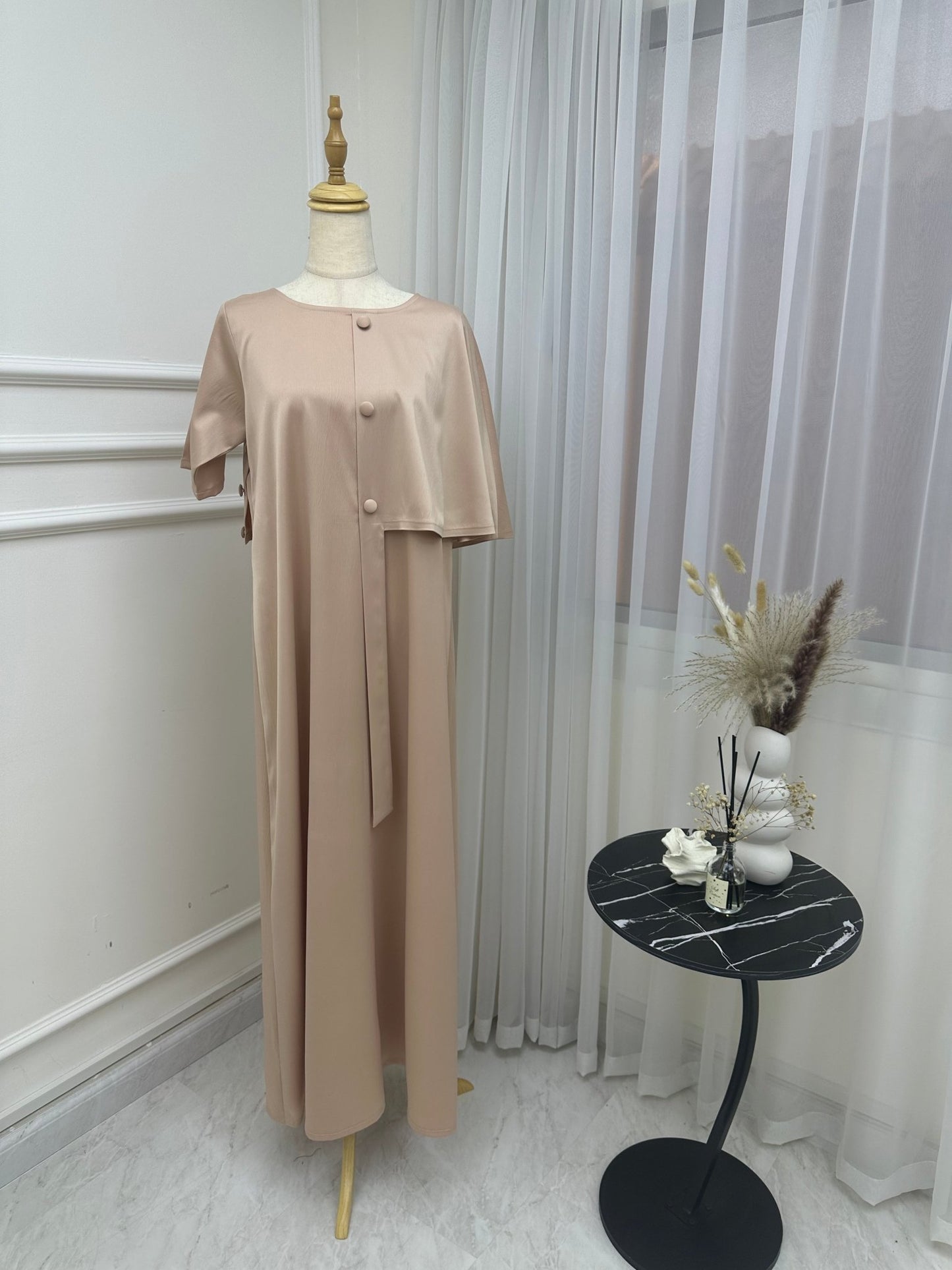 C 001 Beige Under Abaya Dress