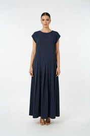 C 0011-04 Navy Pleated Under Abaya Dress