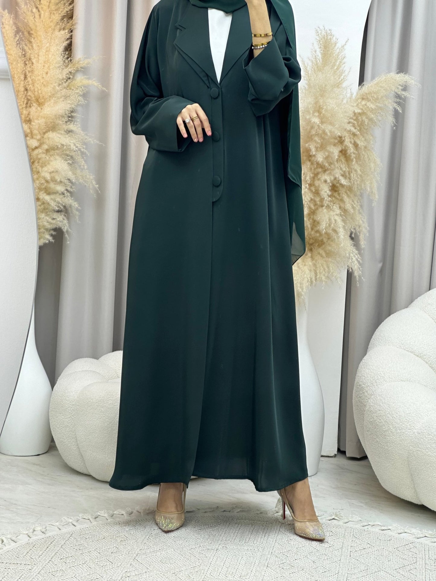 C 0011 Green Coat Eid Abaya