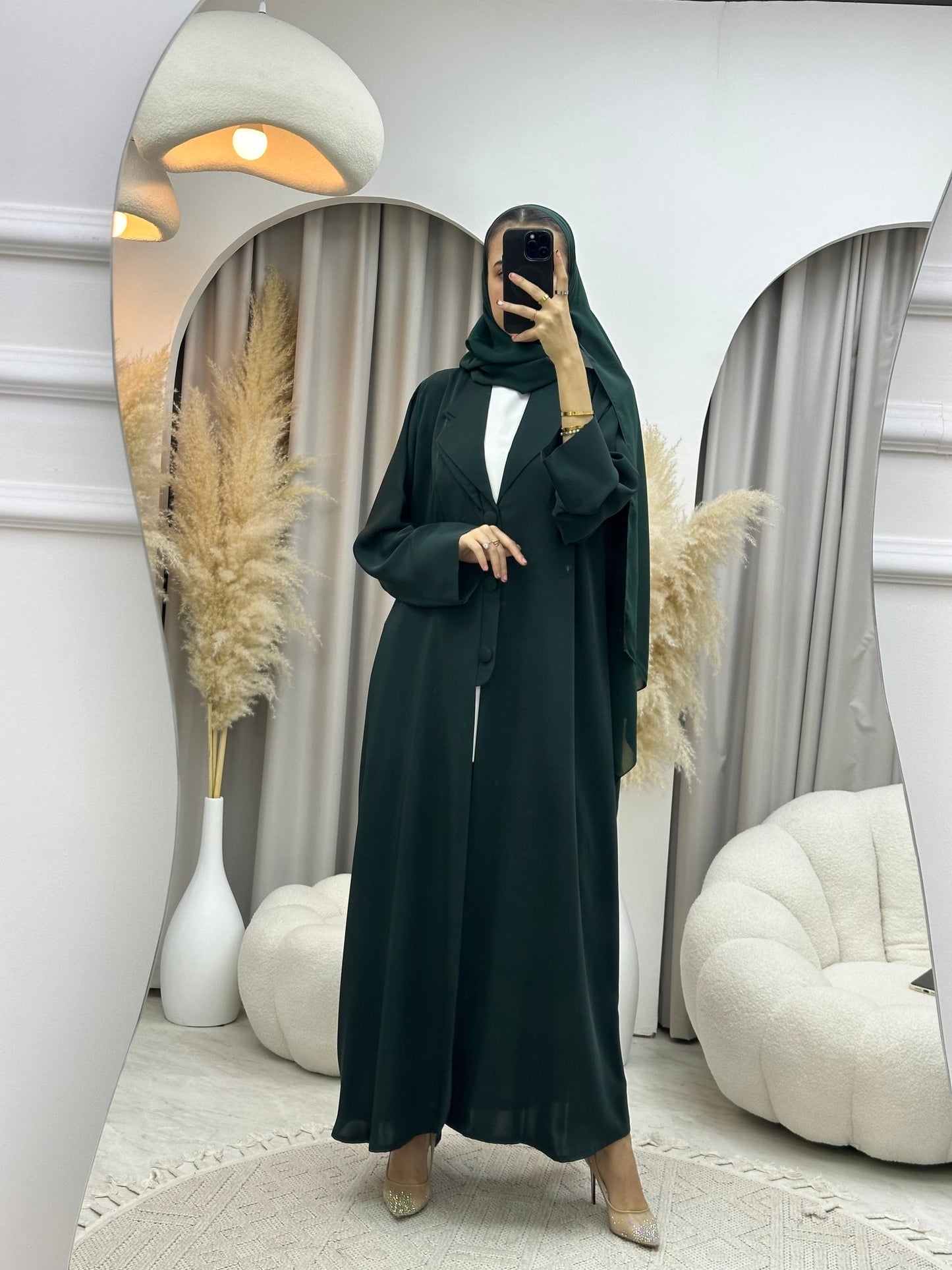 C 0011 Green Coat Eid Abaya