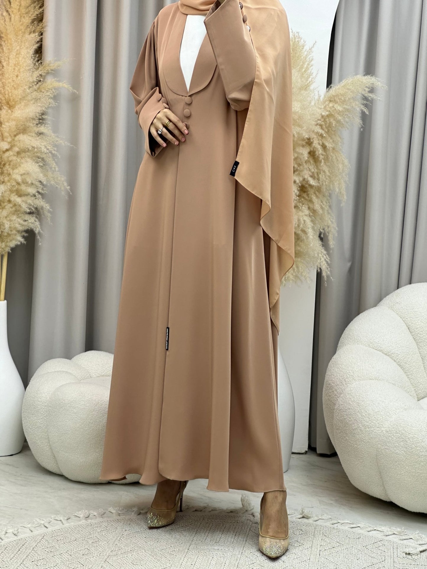 C 0012 Beige Coat Eid Abaya