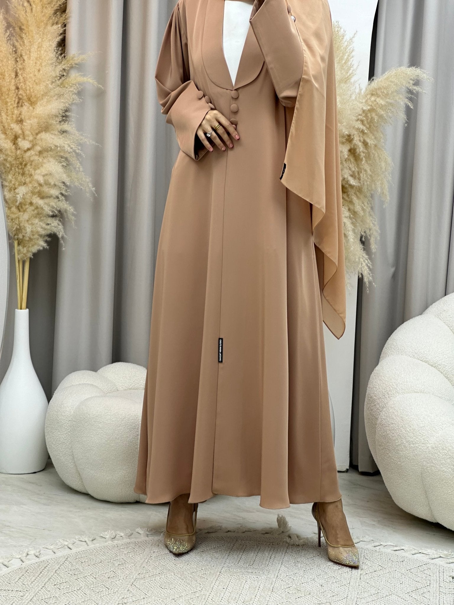 C 0012 Beige Coat Eid Abaya