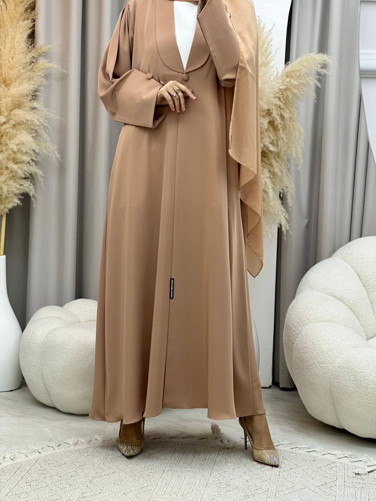 C 0012 Beige Coat Eid Abaya