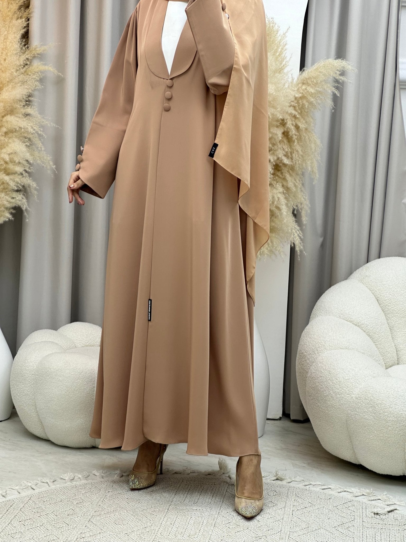 C 0012 Beige Coat Eid Abaya