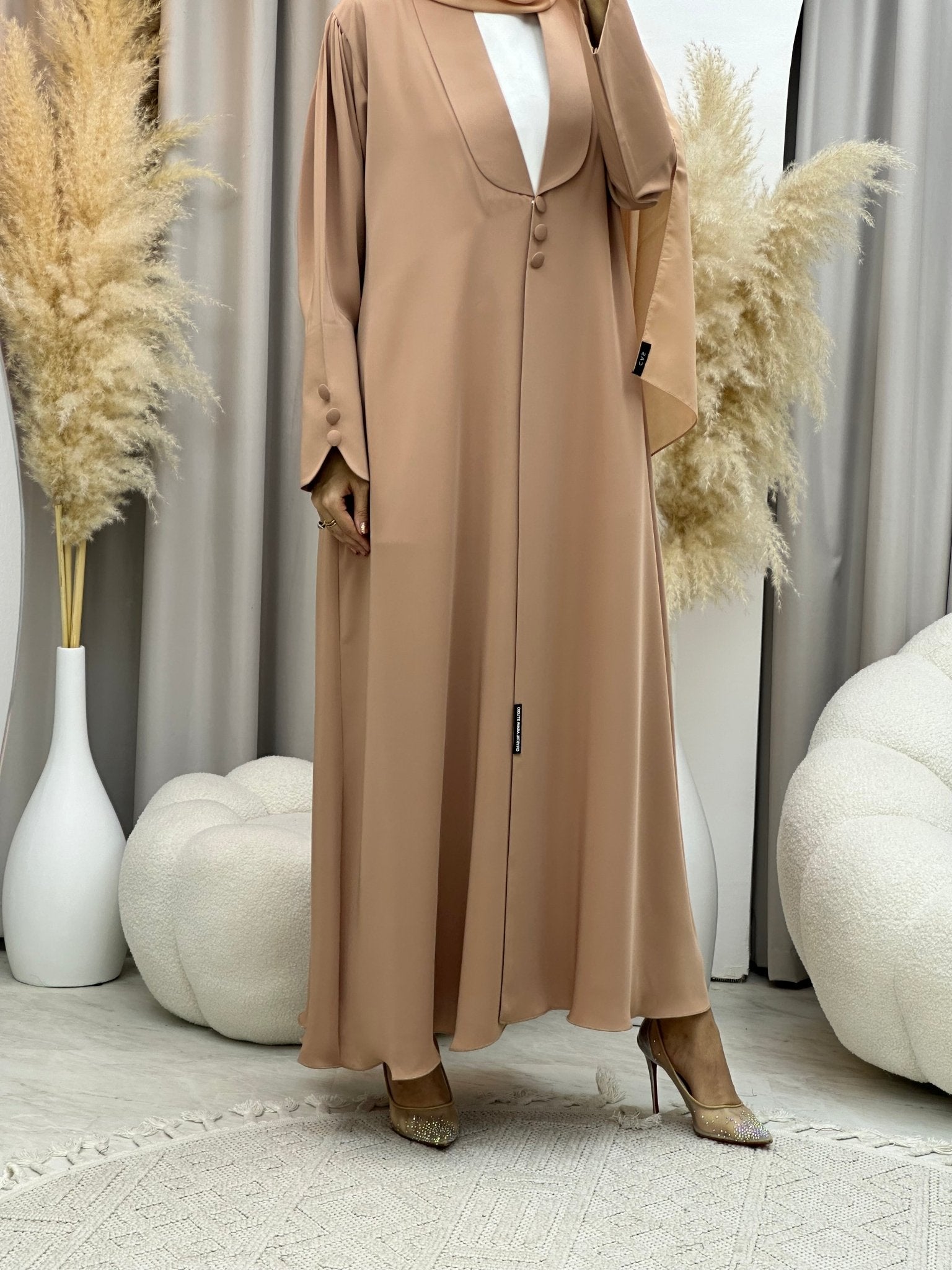 C 0012 Beige Coat Eid Abaya