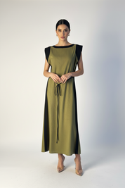 C 0012 Olive Linen Under Abaya Dress