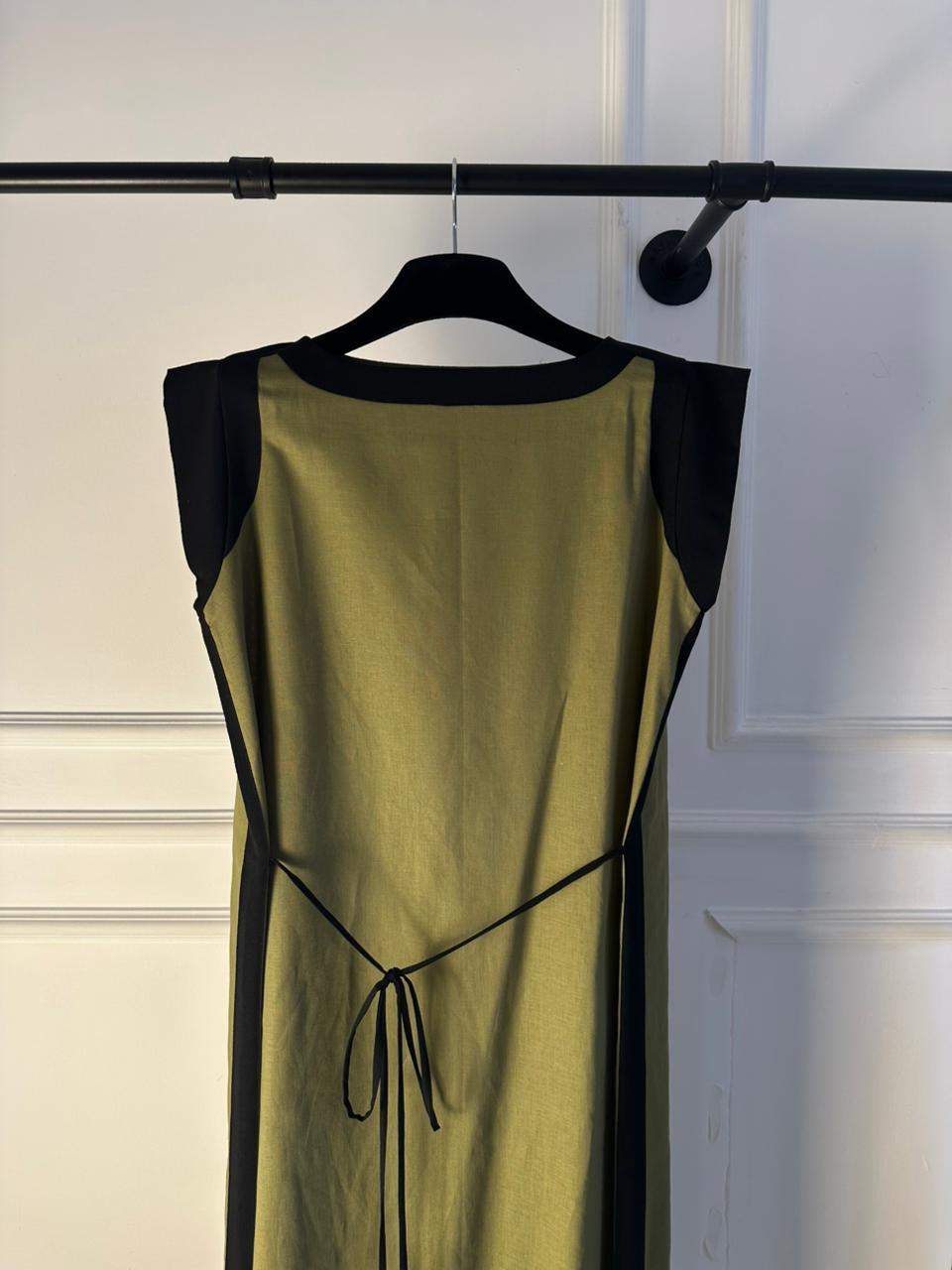 C 0012 Olive Linen Under Abaya Dress