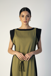 C 0012 Olive Linen Under Abaya Dress