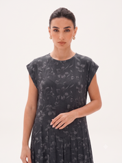 C 0014 Premium Black Floral Under Abaya Dress