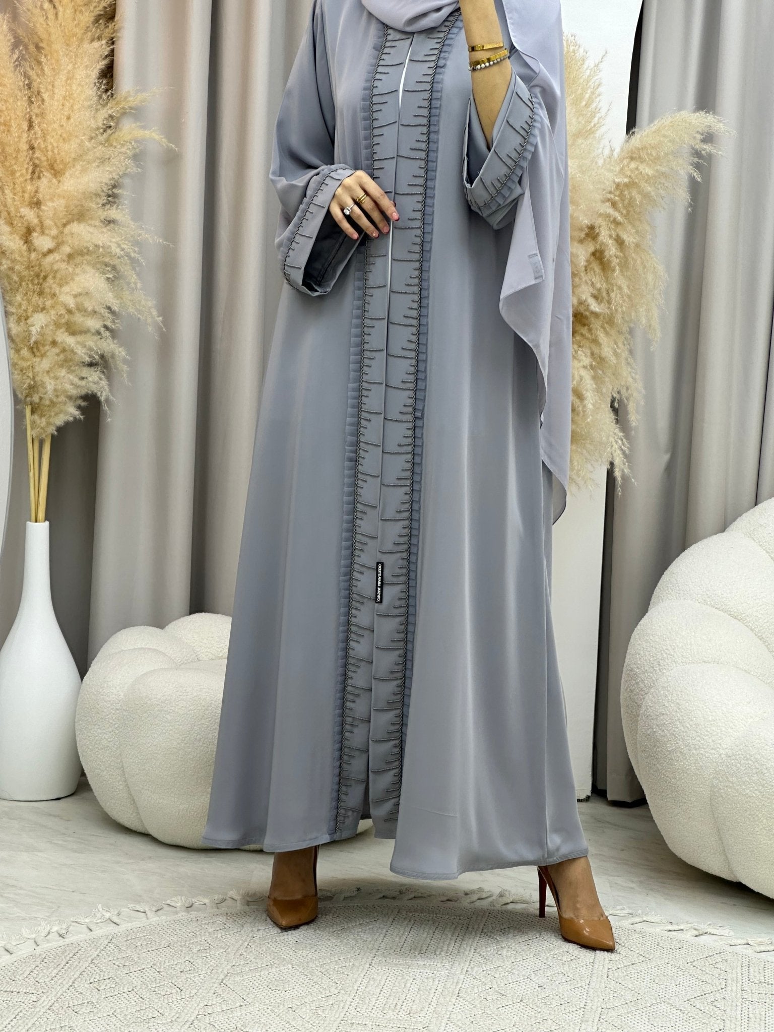 C 0015 Grey Frill Eid Abaya