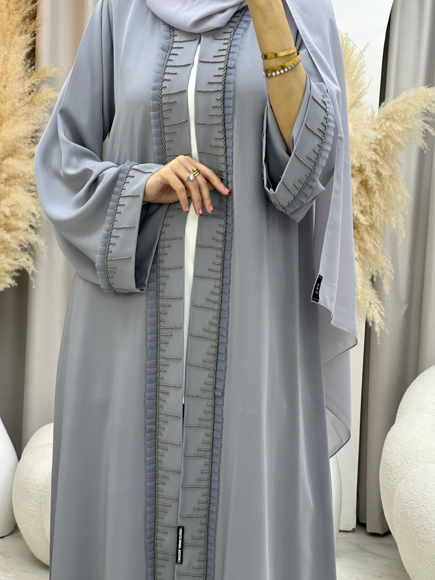 C 0015 Grey Frill Eid Abaya