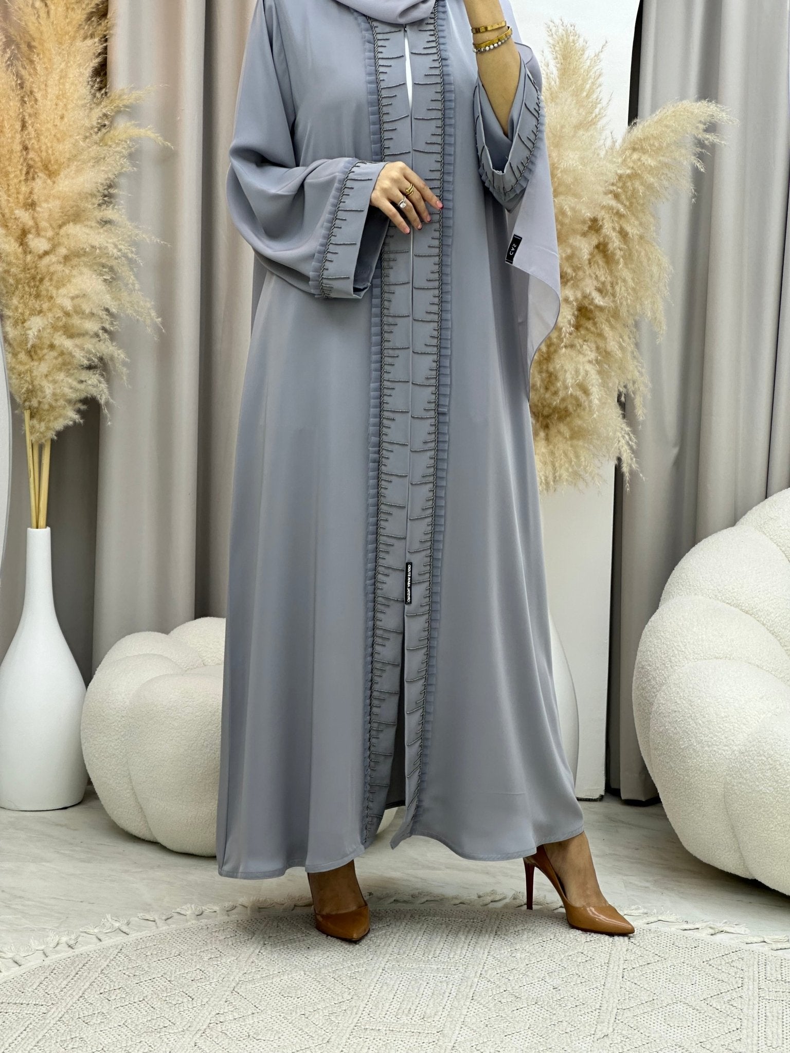 C 0015 Grey Frill Eid Abaya