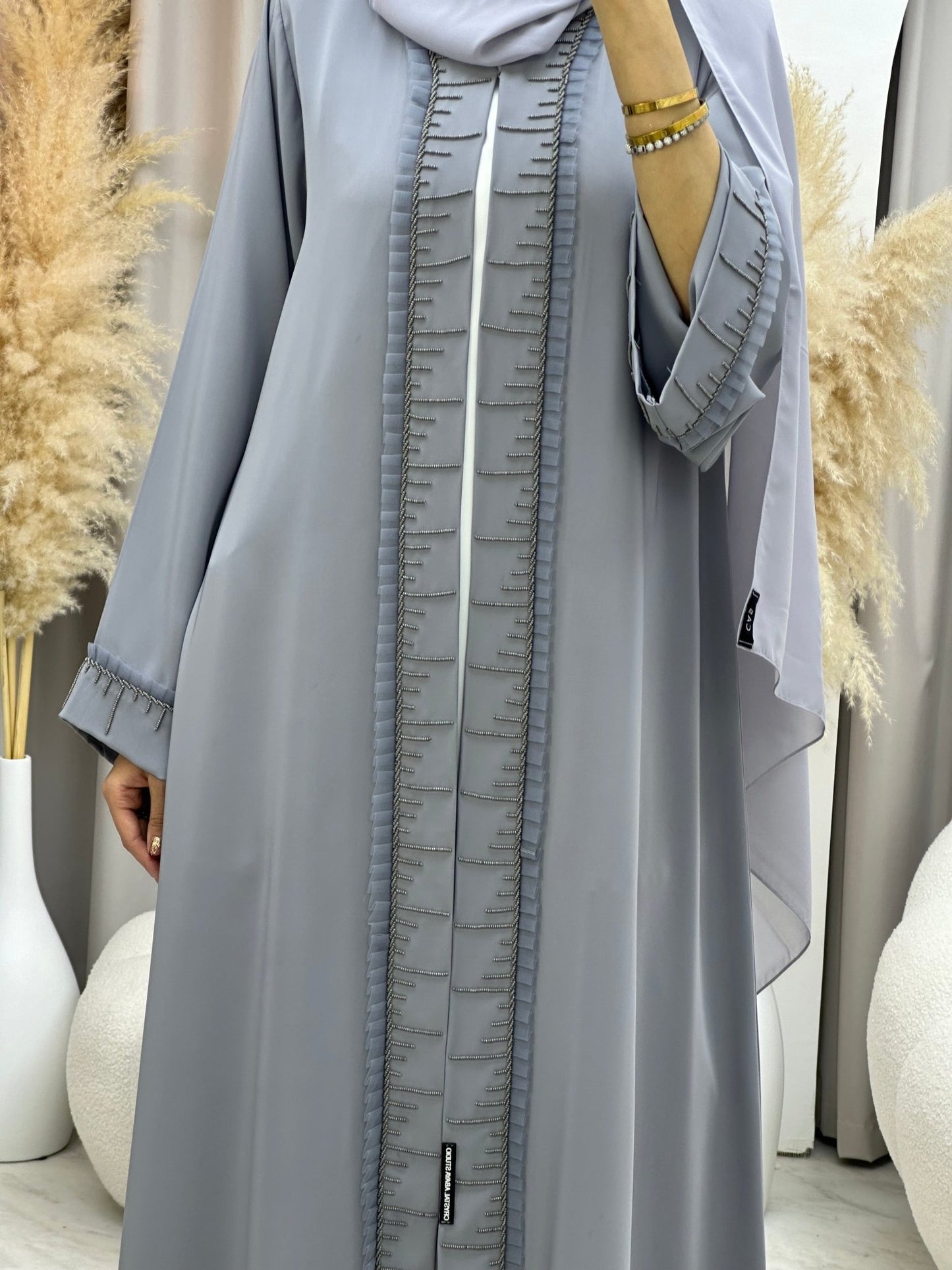 C 0015 Grey Frill Eid Abaya