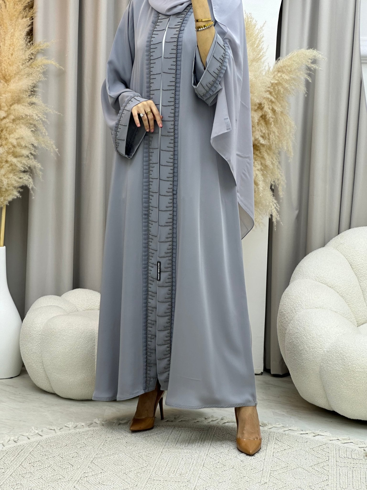 C 0015 Grey Frill Eid Abaya