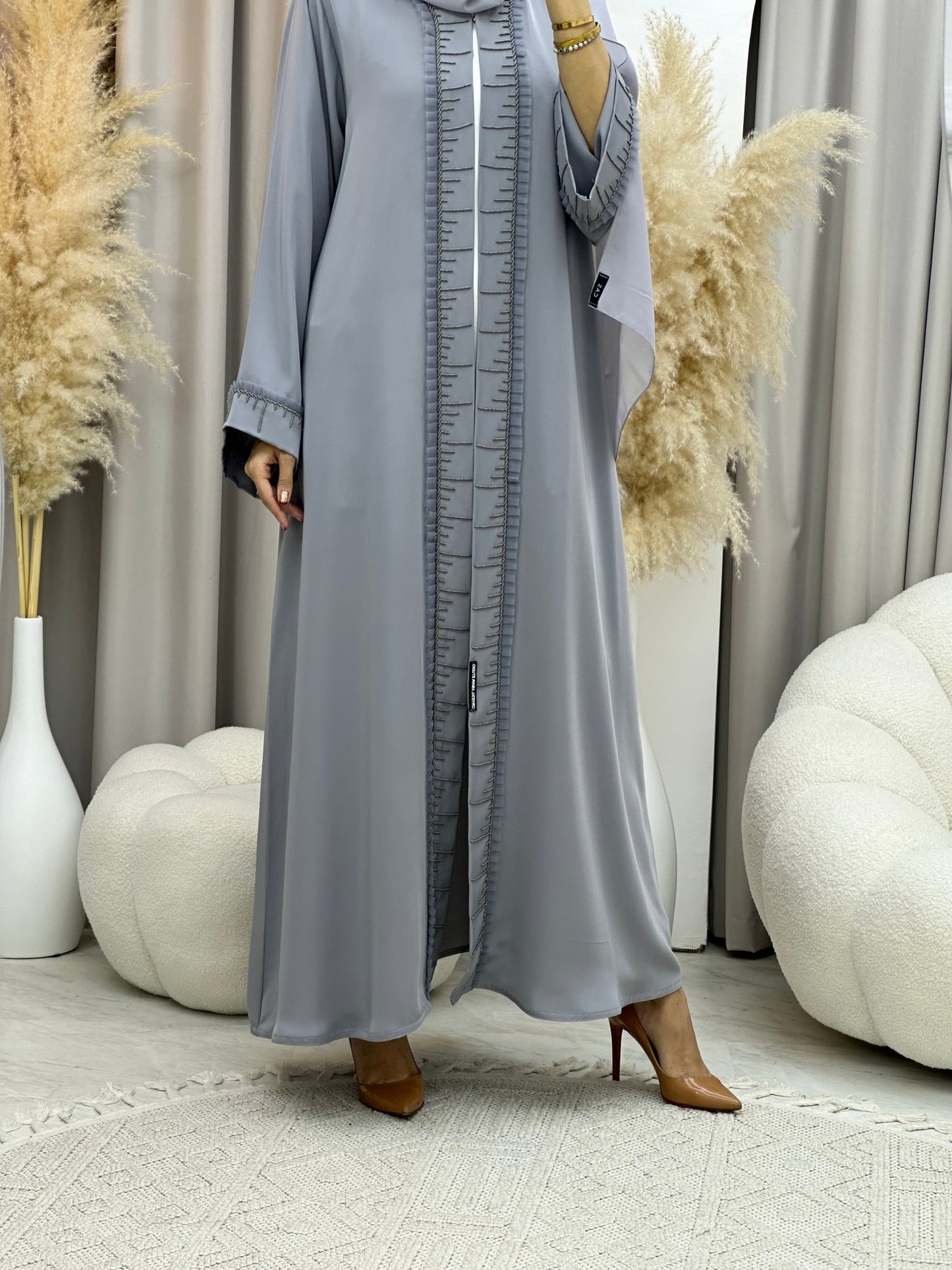 C 0015 Grey Frill Eid Abaya