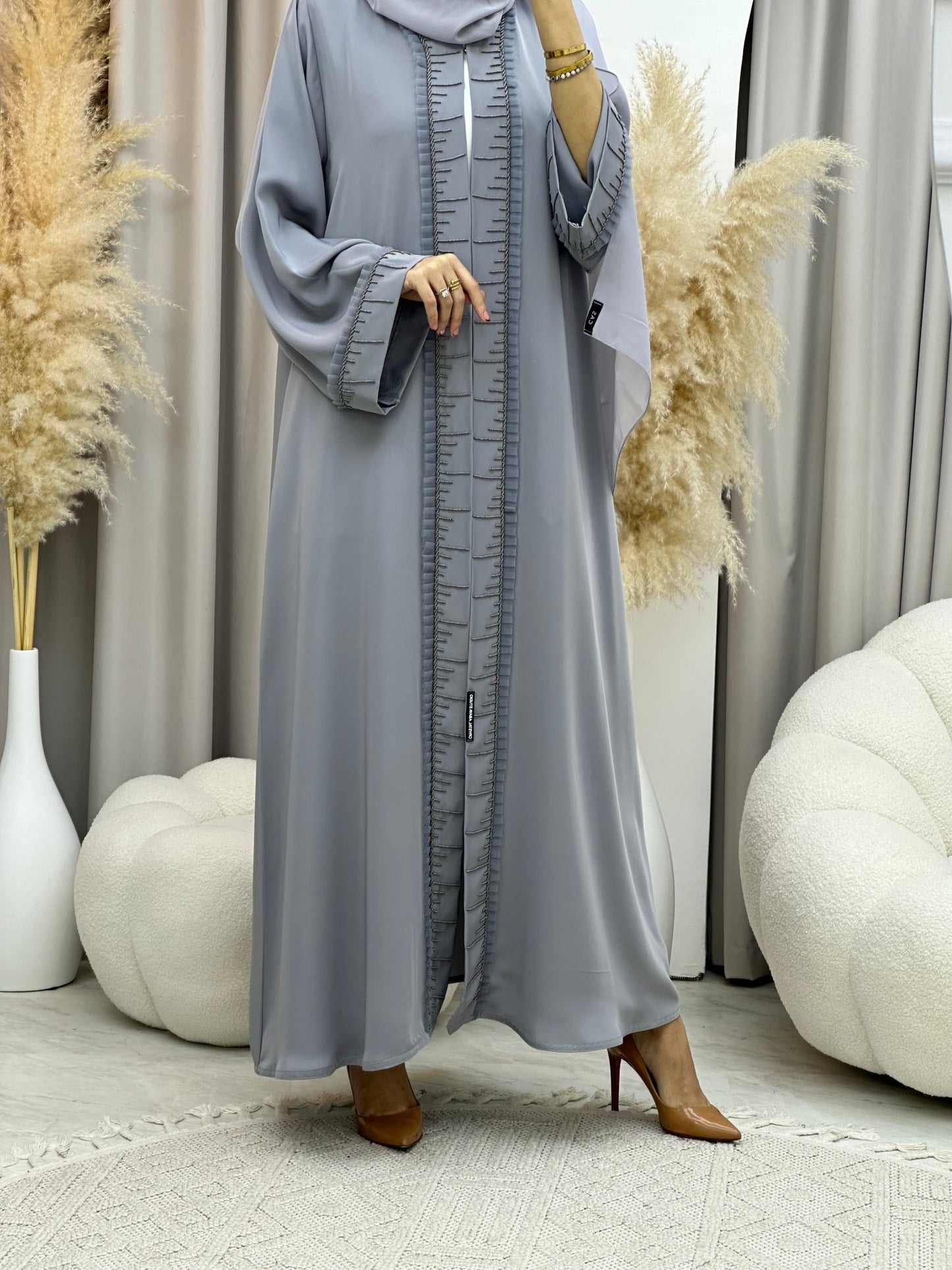 C 0015 Grey Frill Eid Abaya