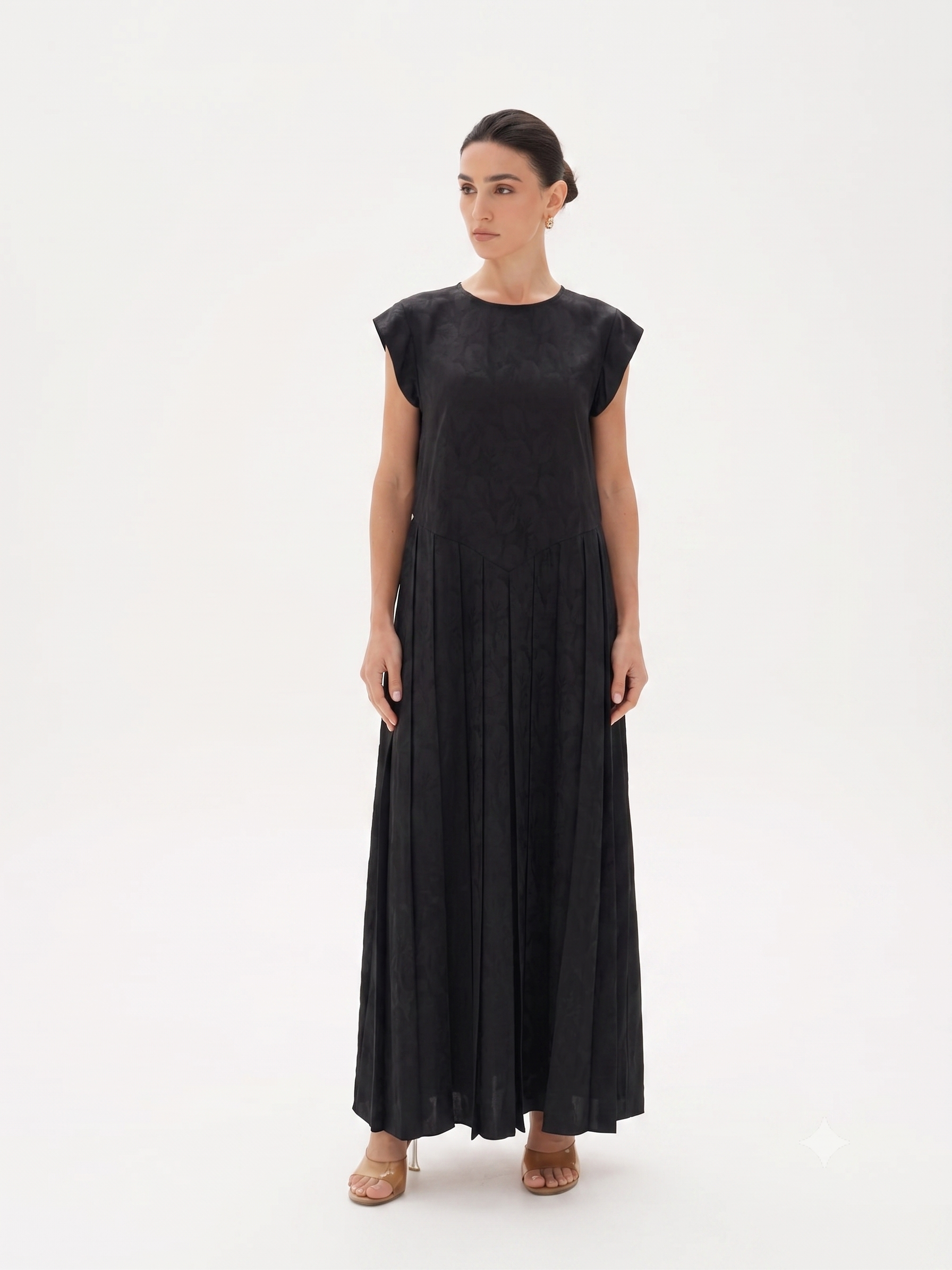 C 0015 Premium Black Printed Under Abaya Dress