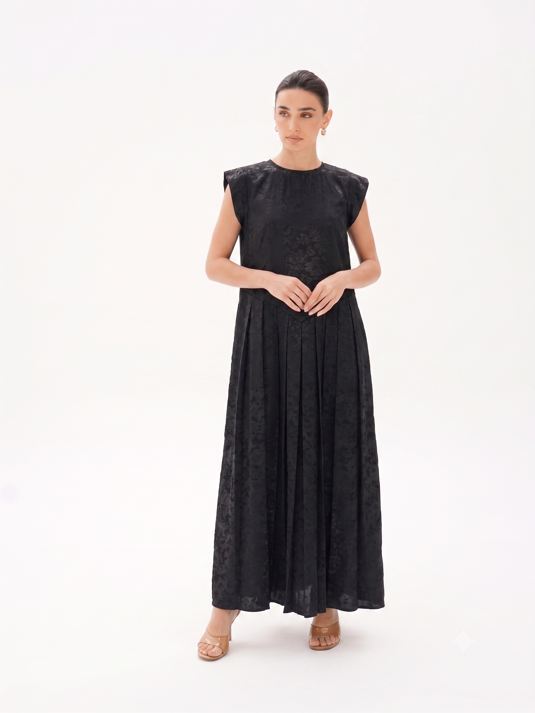 C 0017 Premium Black Printed Under Abaya Dress