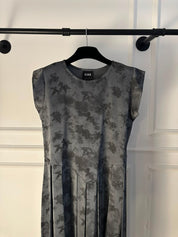 C 0019-01 Premium Grey Butterfly Pleated Under Abaya Dress
