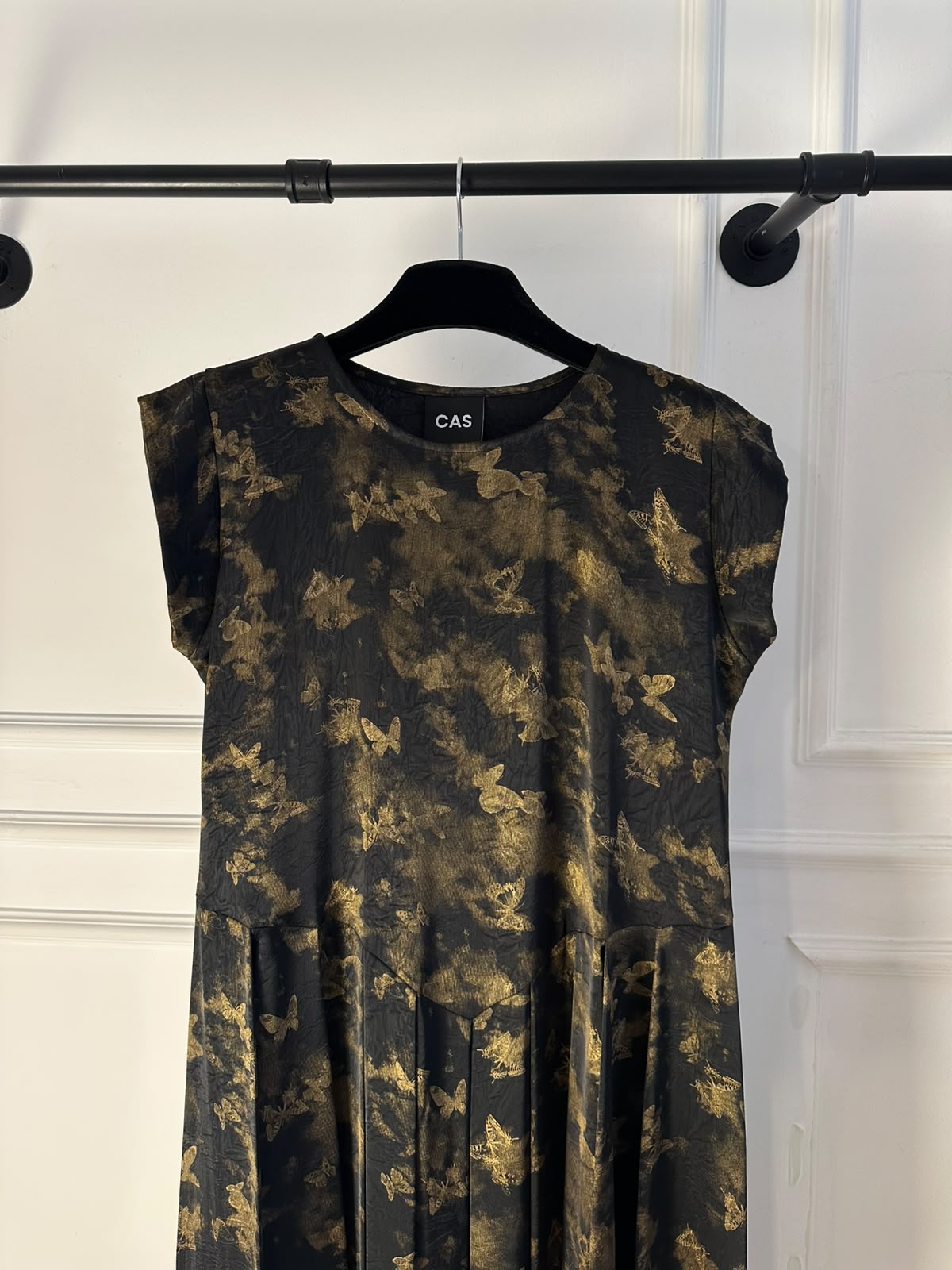 C 0019-03 Premium Gold Butterfly Pleated Under Abaya Dress
