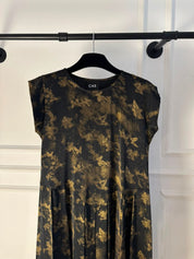 C 0019-03 Premium Gold Butterfly Pleated Under Abaya Dress